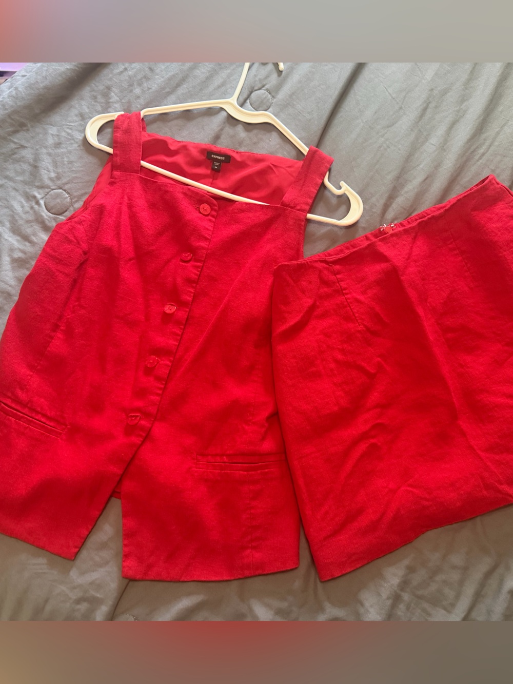Express Girls Red Skirt and Vest Set